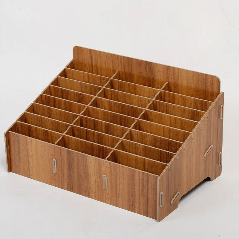 boîte rangement bois naturelle moderne grilles divisées bijoux accessoires rose marron minimaliste