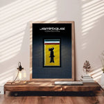 affiche moderne jamiroquai noir jaune blanche silhouette personnage minimaliste papier opaque chambre bar