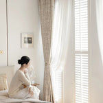 rideau fenêtre classique polyester effet marbre beige opacité totale élégant
