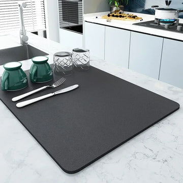 tapis cuisine moderne noir marron gris bleu uni lisse absorbant séchage vaisselle décoration intérieure