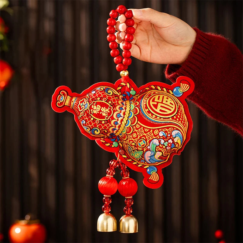 décoration murale chinoise rouge blanche bleue broderie ornements traditionnels artisanat bien être poisson(chaines métal)