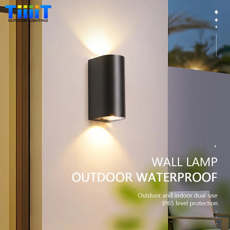 lampe murale led moderne double tête ip65 étanche noir haute basse luminosité