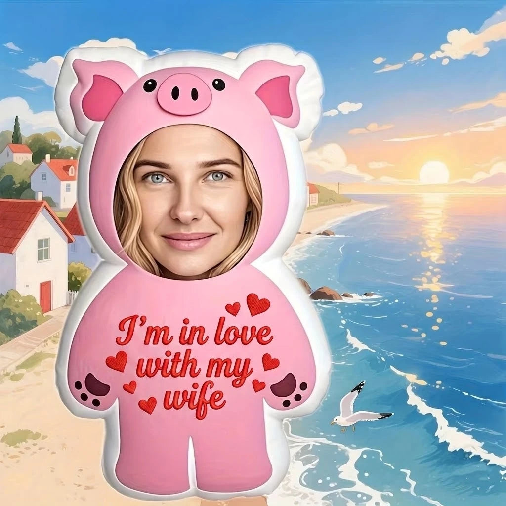 masque personnalisable rose motif cœur je suis amoureux ma femme moderne lavable 35cm 45cm