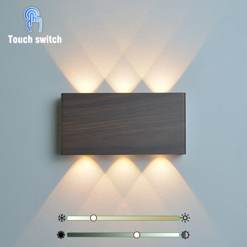 lampe murale led portable noir bois moderne adhésive rechargeable tactile type