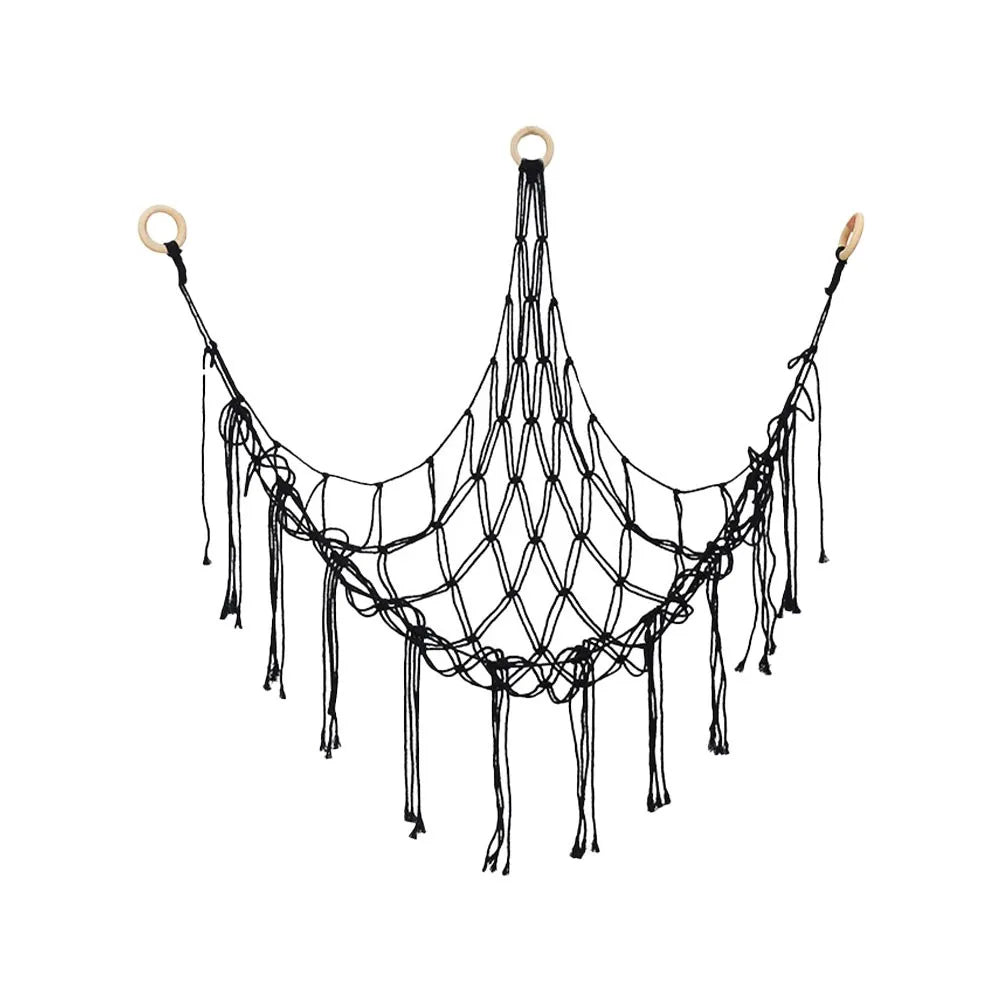 hamac suspendu filet franges boho moderne peluches rose blanc gris bleu violet respectueux environnement