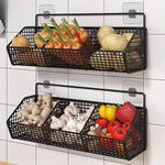 Panier mural noir pour rangement ail et oignons