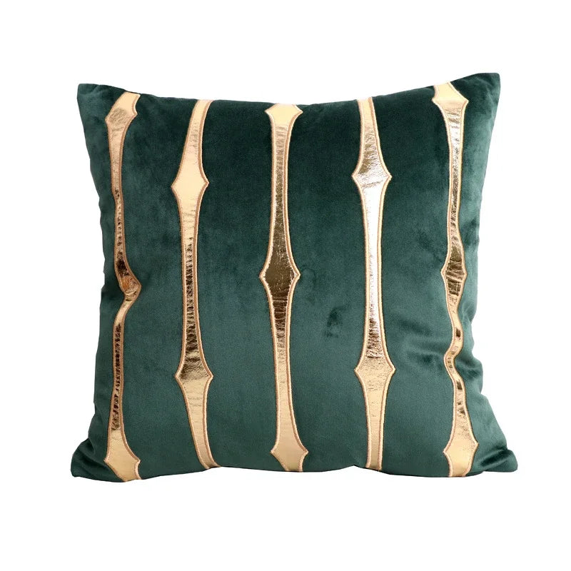 housse coussin velours carré rayé doré brodé moderne décoration maison lit salon chambre voiture