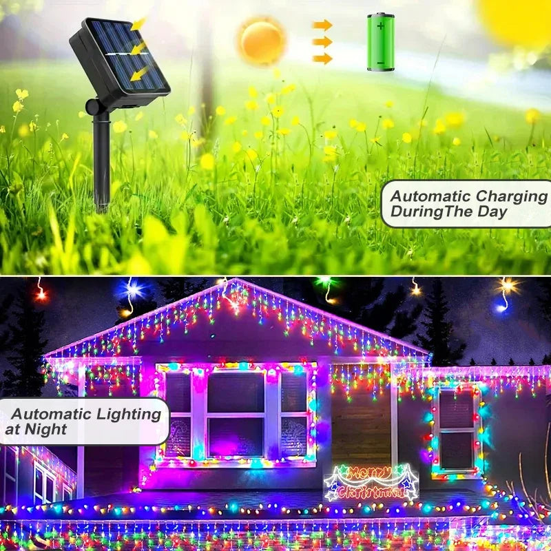 guirlande lumineuse multicolore led clips panneau solaire extérieur modernes décoration noël vacancesextérieur