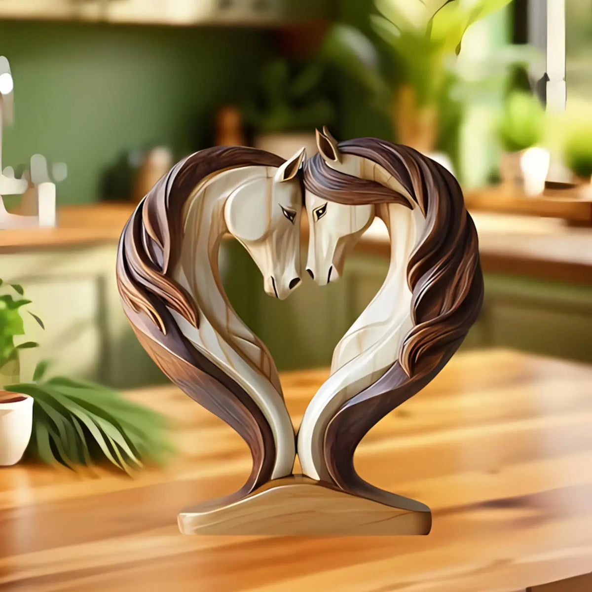 statue bois blanc marron art moderne peinture abstraite ligne fluide salon entrée chambre base