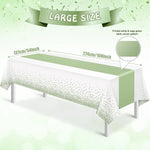 nappe blanche étoiles dorées chemin table vert satiné festif anniversaire mariage enfantsDecorationTableFestiveModernestyleSageGreen