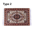 tapis ornements floraux géométriques classique rouge bleu rose beige vert adhésif poupées accessoire