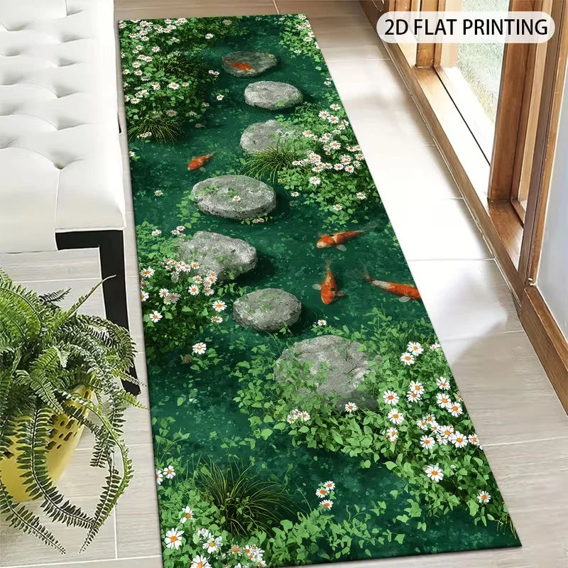 tapis moderne poissons koi paysage floral marguerites verte extérieur salon chambre commercialisation