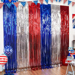 rideau décoratif rouge bleu blanc rayures étoiles adhésif festif anniversaire fête indépendance américain