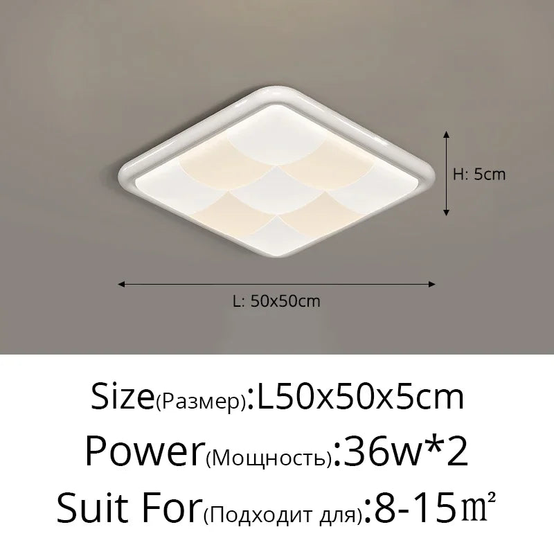 plafonnier led moderne blanc carreaux géométriques intérieur atmosphérique sans télécommande