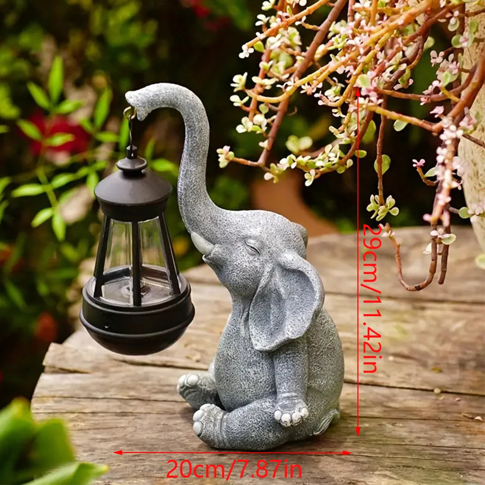 statue éléphant gris texture granulée réaliste lampe solaire led crochetextérieur jardin terrace decoration