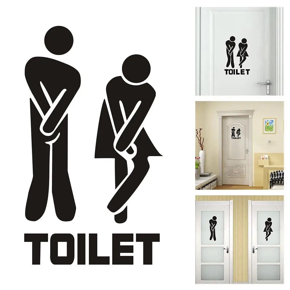 autocollants decoratifs toilette homme femme humoristiques minimalistes adhésifs noirs blancs portes murales