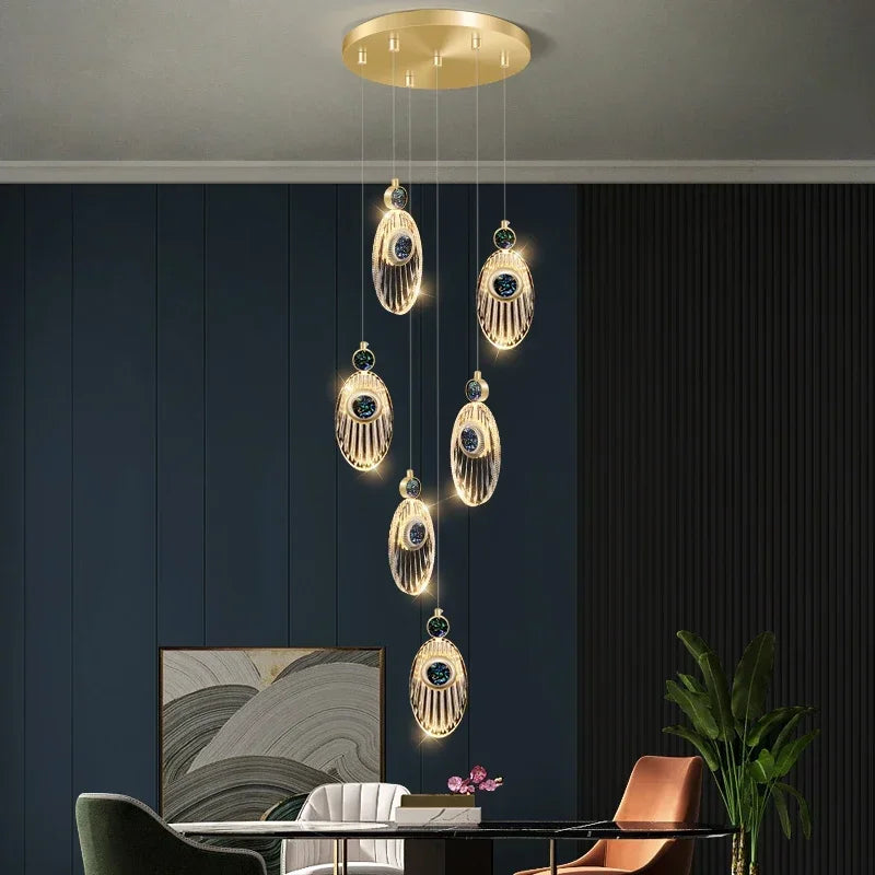 suspension lumineuse or noir ovale géométrique contemporain élégant 249 2000 lumens métal certification ul