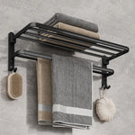 porte serviettes mural noir mat aluminium vis fixations moderne 50cm double barres crochet serviettes