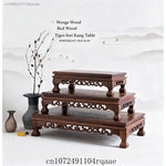 support bois sculpté table basse vase plantes traditionnel asiatique trépied
