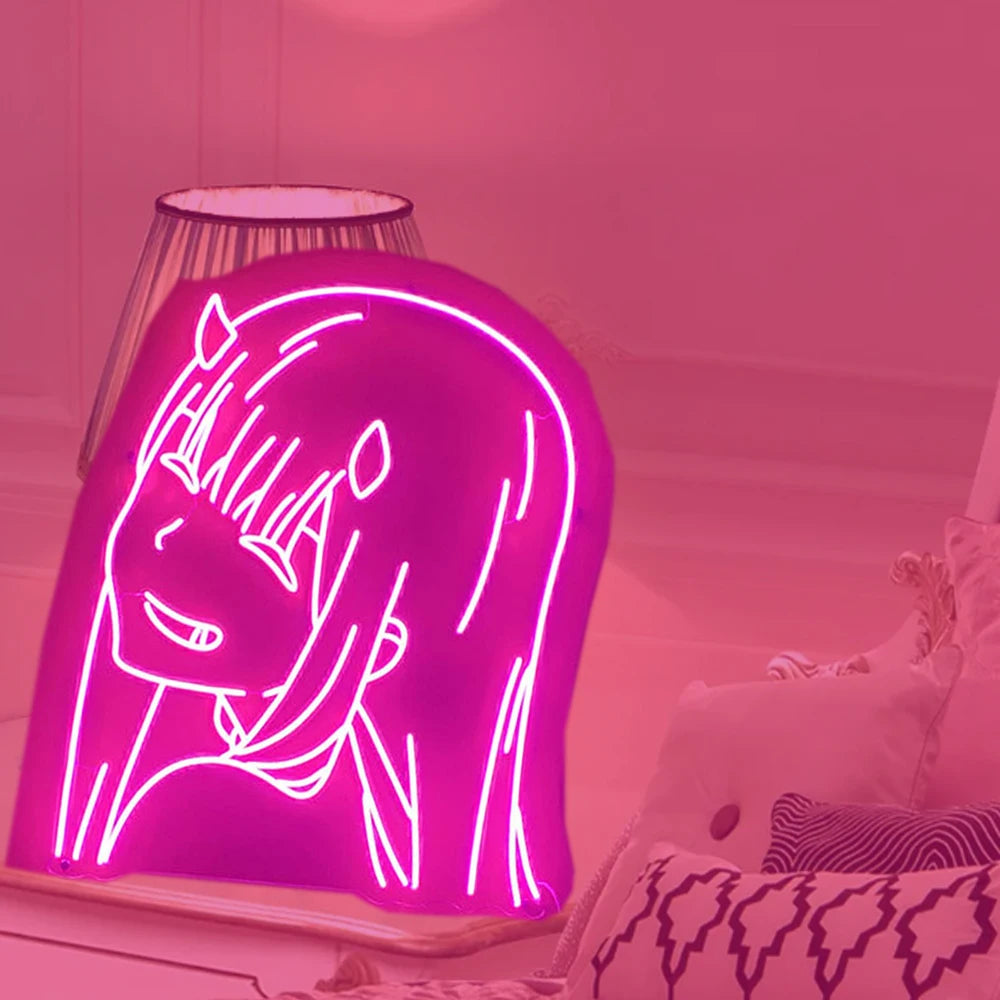 Enseigne néon LED éteinte montrant le motif Anime Ontario Two Girl