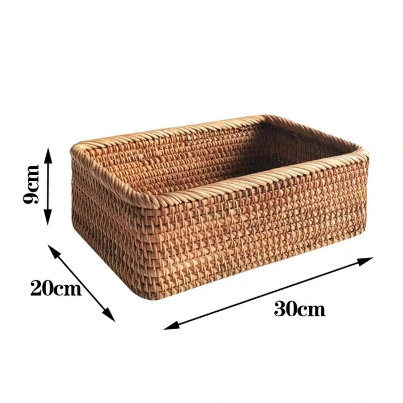 paniers rangement bambou tressé rustique bohème utilisation multiple plateau fruits decoration minimaliste