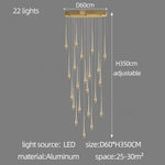 Suspension moderne dorée gouttes pluie opaques lumière chaude lumière blanche 90 260V