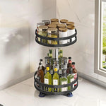 rangement tournant étagère métal noir argenté pots épices bouteilles cosmétiques moderne utilitaire