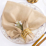 lot 50 serviettes cuisine coton bleu clair clips dorés table