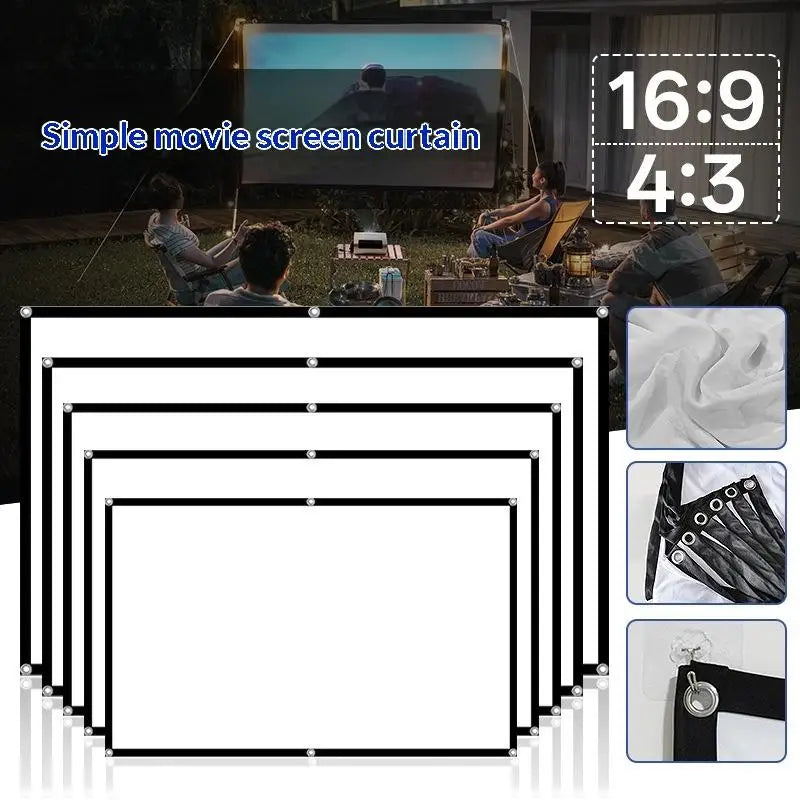 écran projection pliable blanc noir tissé moderne pratique fixations sac.storage
