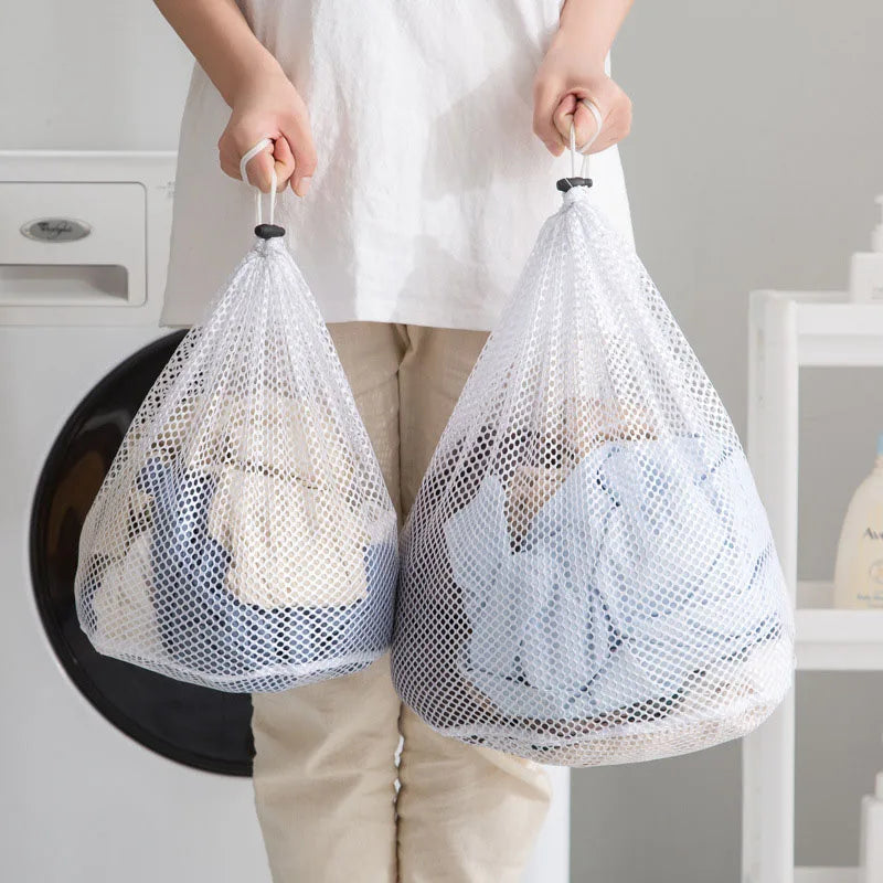 sac linge filet réutilisable blanc beige bleu transparent utilitaire contemporain 50cm 60cm 30cm 40cm