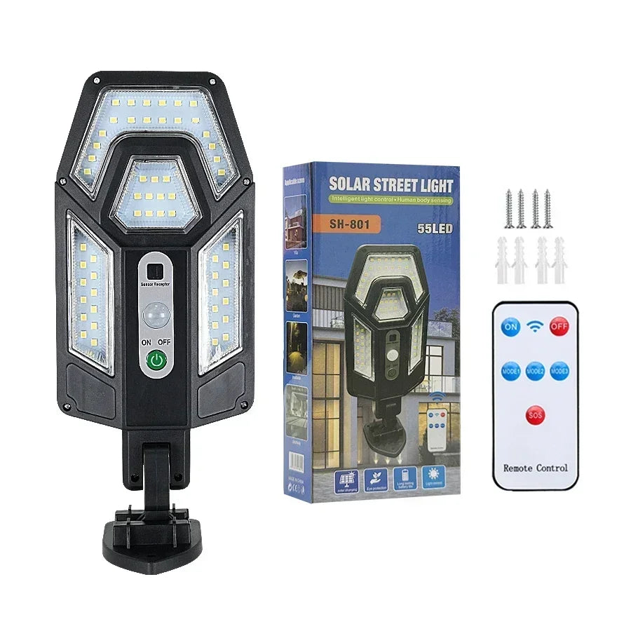 lampe solaire moderne led noir ip65 télécommande détecteur mouvementextérieur autonomie minimaliste