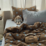 linge lit drap housse taie oreiller polychrome pois moderne violet rouge bleu clairsetSize twin