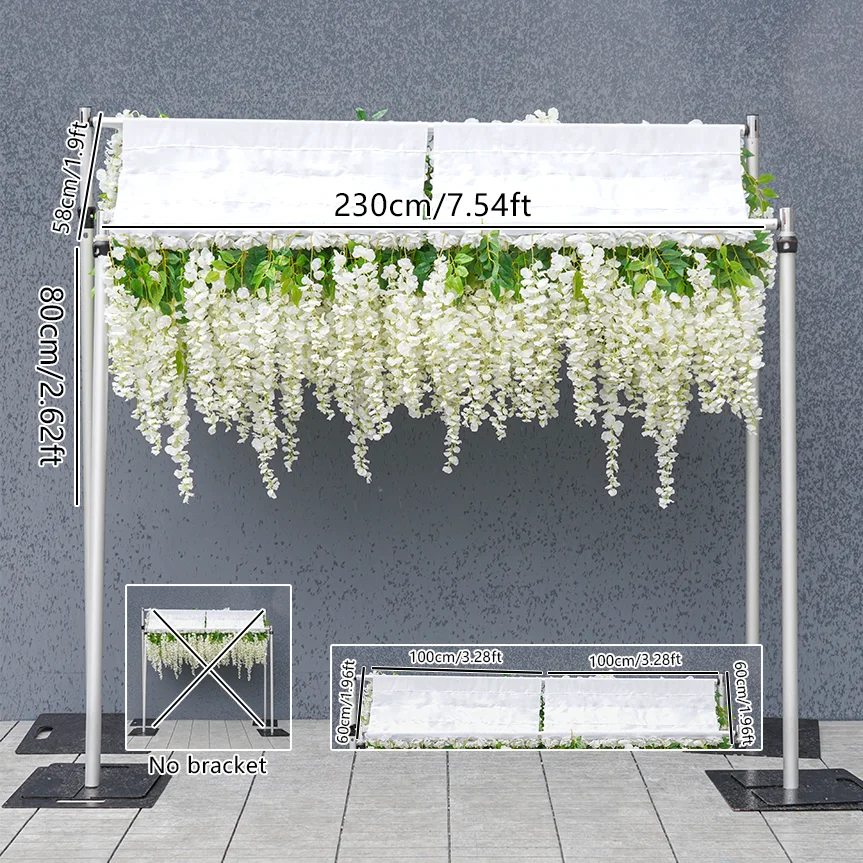 décoration murale fleurs blanches feuilles vertes structure métallique événement mariage anniversaire party moderne