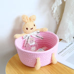 panier tissé réutilisable rangement enfant oiseaux peluche bijoux couleurs douces moderne