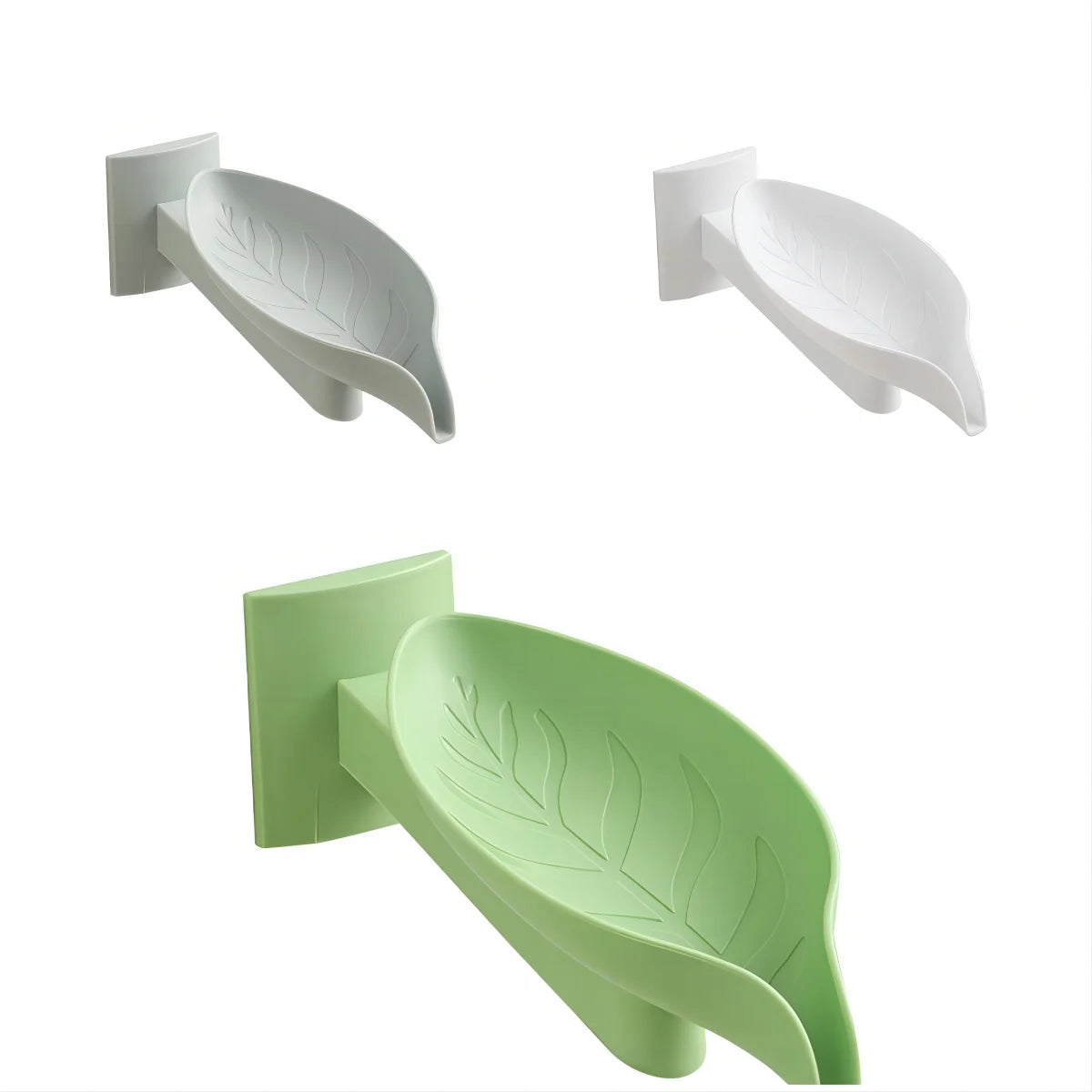 porte savon mural blanc vert feuille moderne adhésif salle bains toilettes linge