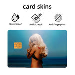 autocollants carte crédit sabrina carpenter adhésifs personnalisables moderne bleu clair noir doré imprimé maillot