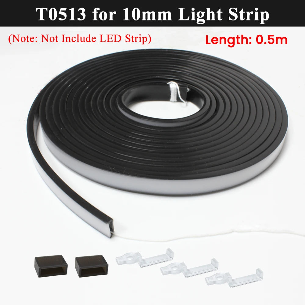 ruban led flexible noir mat moderne adhésif clips adhésifs noirs blancs silicone 5m 1m