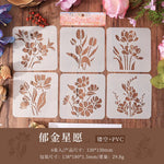 stencils fleurs stylisées tulipes roses blancs artisanal détaillé peinture bricolage scrapbooking
