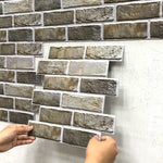 panneau décoratif mural 30x30cm texture brique adhésif waterproof vintage gris beige
