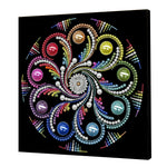 tableau décoratif mandala bleu blanc doré rose vert jaune violet orange contemporain 25x25cm