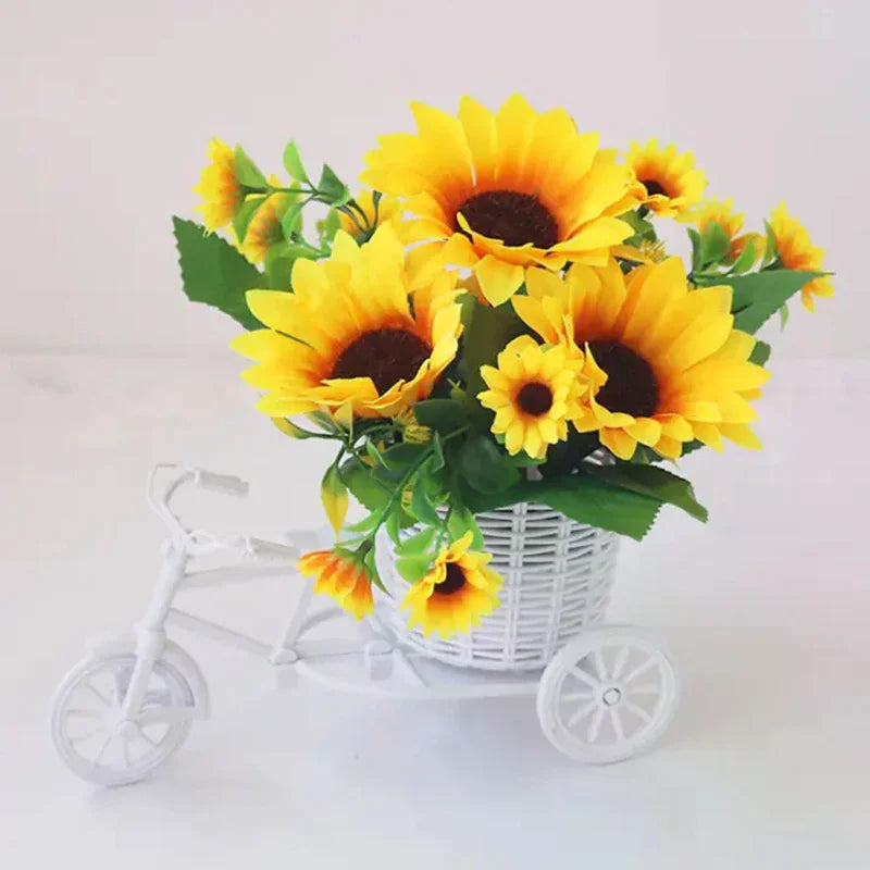 vase fleurs artificielles vélo blanc rotin décoration vintage maison jardin mariage romantique