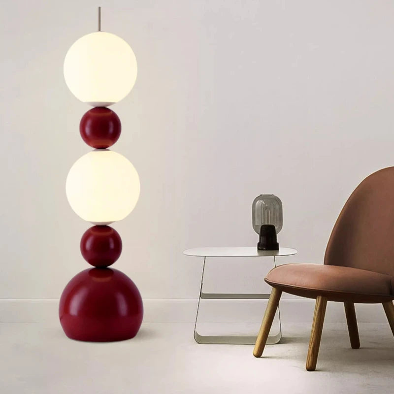 lampe sol moderne led rouge blanche noire sphères minimalistesintérieur décoration chambre salon