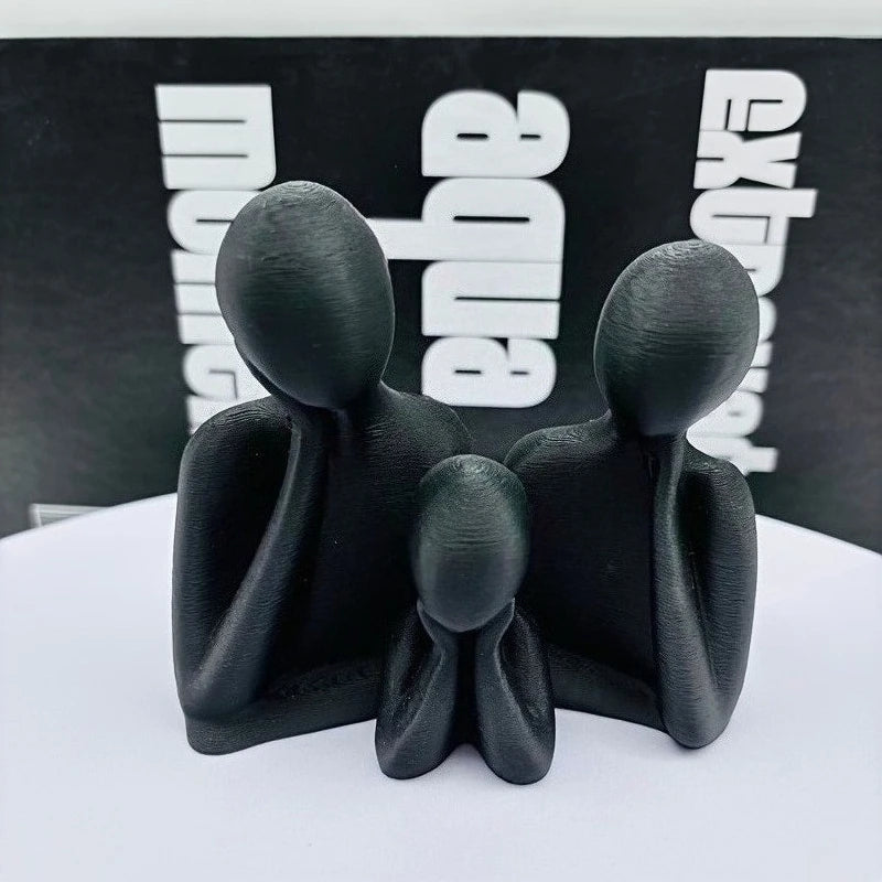 décoration abstraite couple enfant figurine moderne blanche noire minimaliste