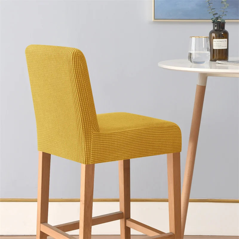 Housse chaise jaune rayée moderne adhésive polyester bar stool banquet