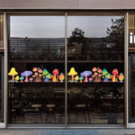 autocollants décoratifs fleurs champignons stylisés multicolores rouge bleu jaune vert rose adhésif diy