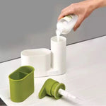récipient moderne savon shampoing brosse éponge cuisine salle bains blanc vert bleu plastique minimaliste