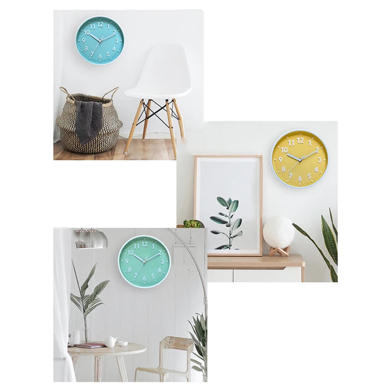 horloge murale moderne 20cm violet bleu vert rose blanc noire numéros blancs salon chambre