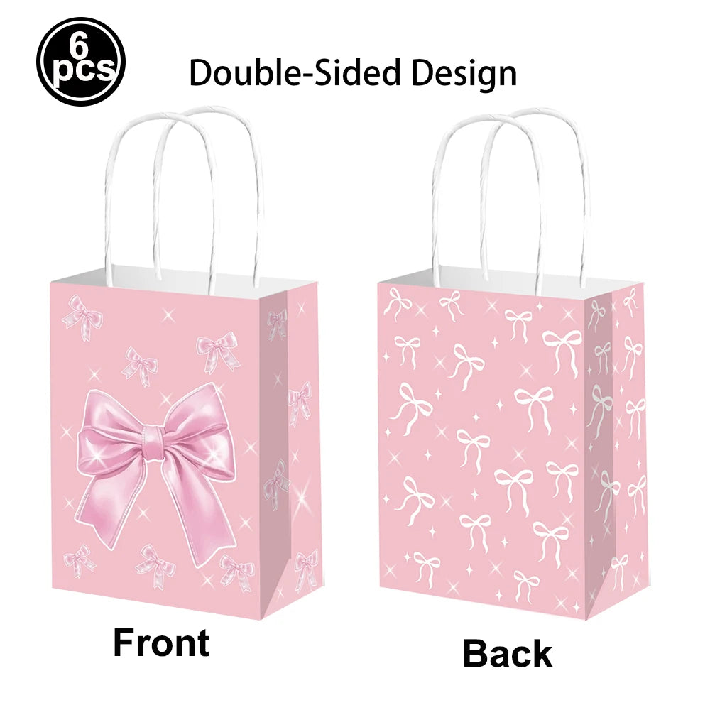 vaisselle jetable rose anniversaire filles assiettes gobelets serviettes nappe motif ruban fête enfant