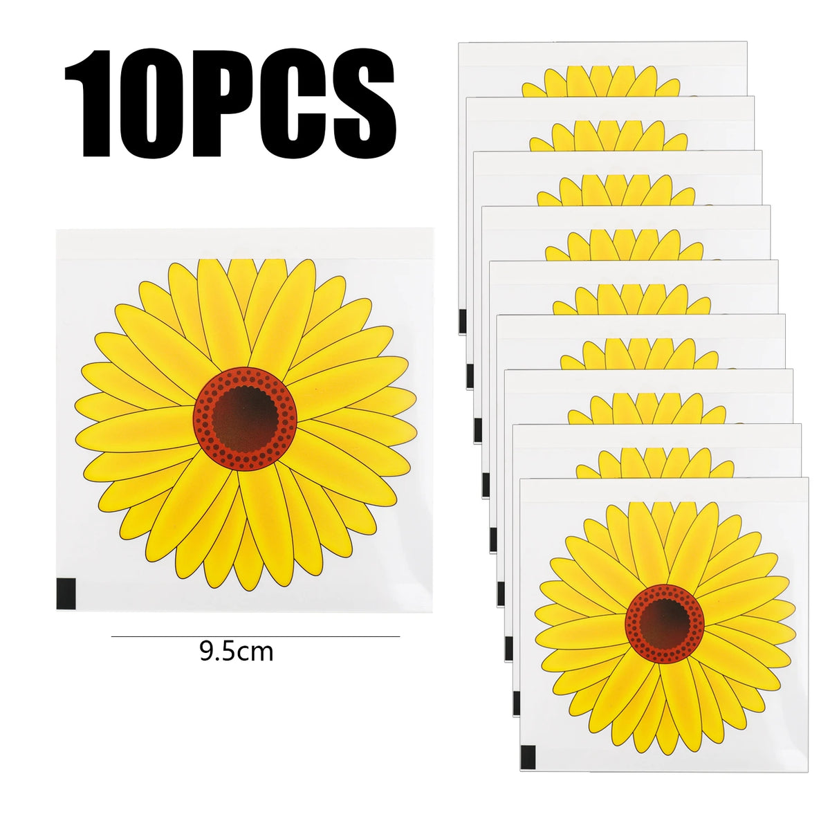 sticker mural adhésif fleur tournesol jaune rouge noir décoration murale antiparasitaire 10pcs 20pcs 30pcs