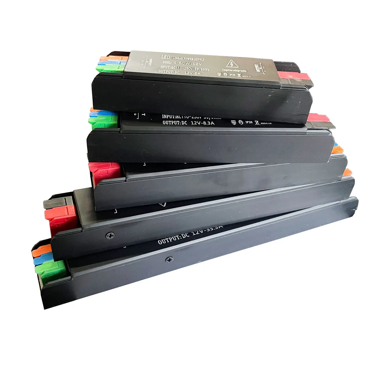transformateur led 12v 24v 60w 100w 200w 300w 400w noir moderne câbles colorés certifié